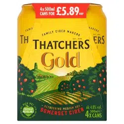 Thatchers Gold Cider Can PM £5.99 4pack