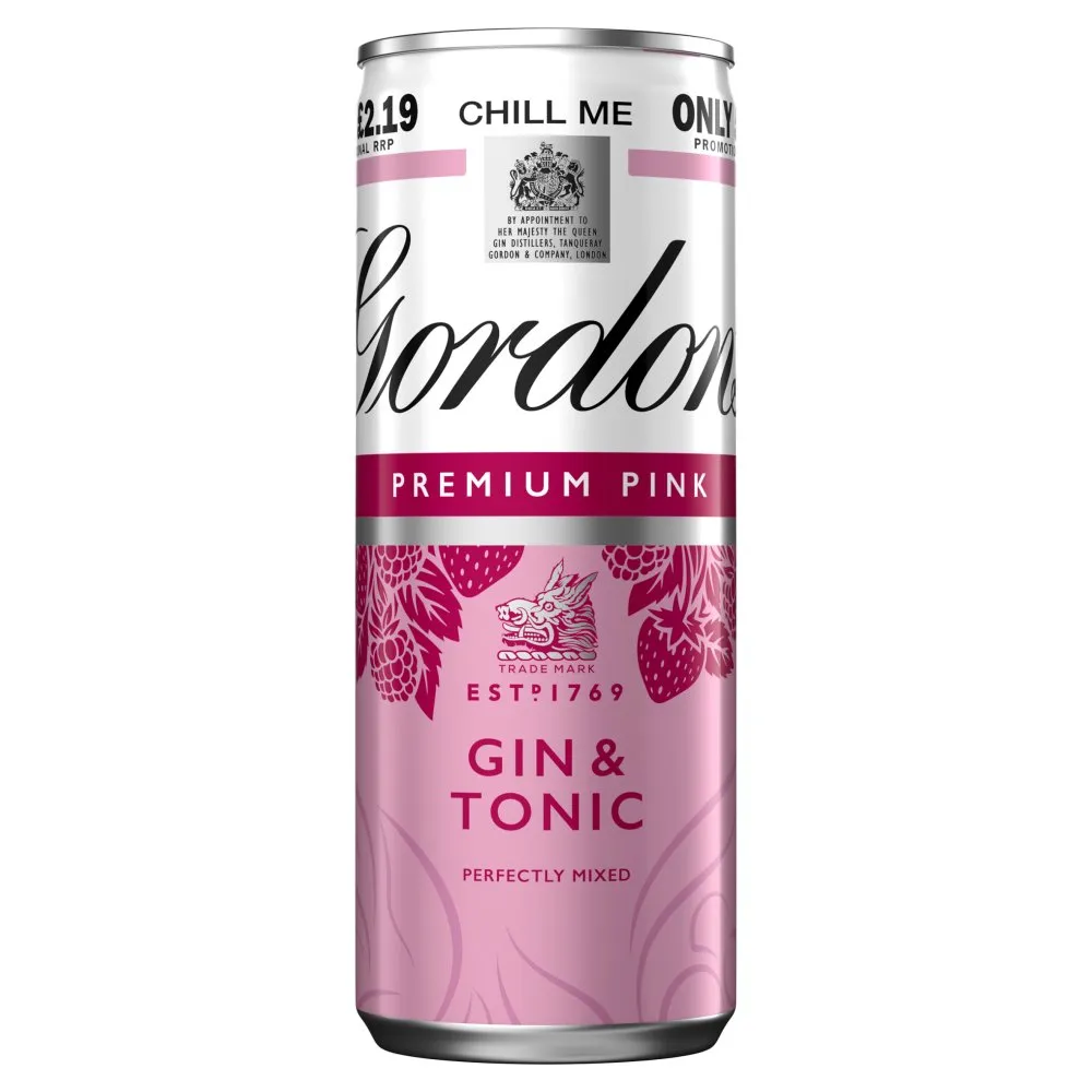 Gordons pink gin tonic can pmâ£2.19