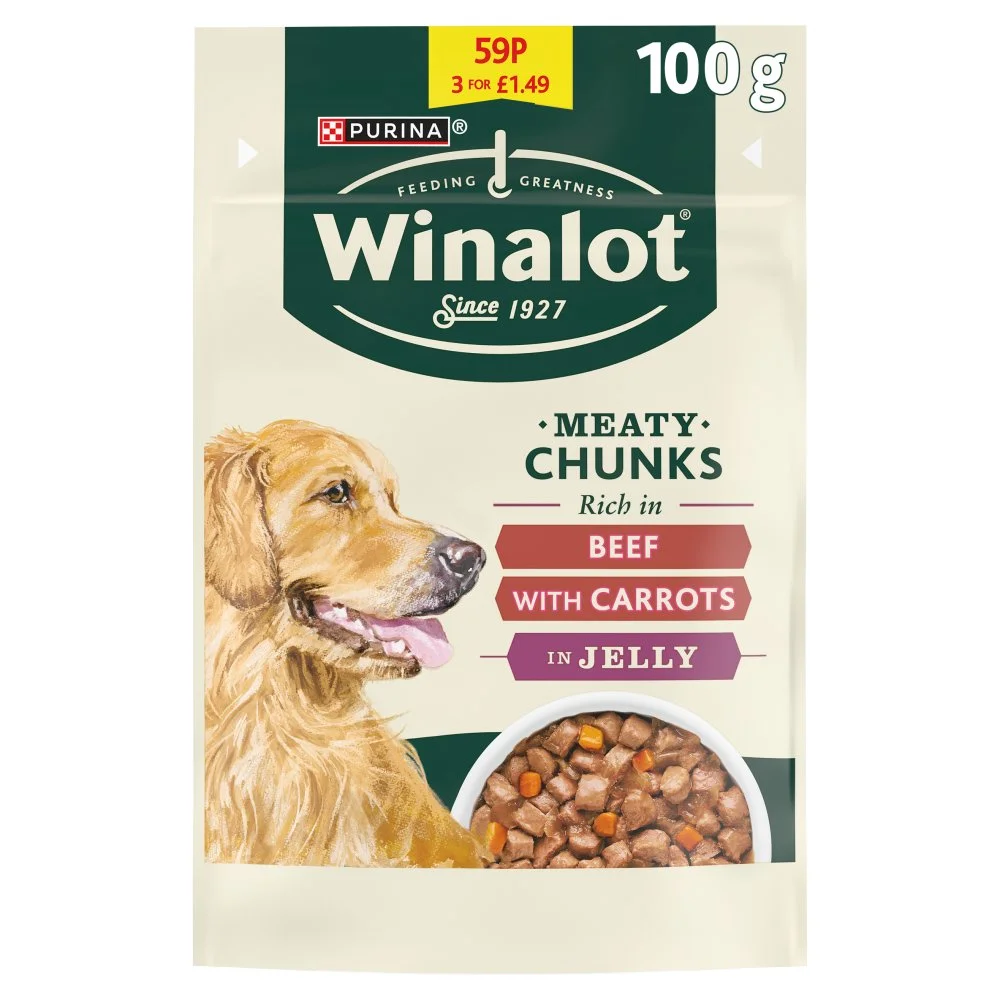 Winalot beef & carrot in jelly 3/f pmp £1.49