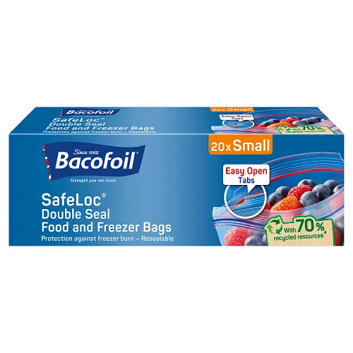 Bacofoil safeloc food and freezer bags 1ltr