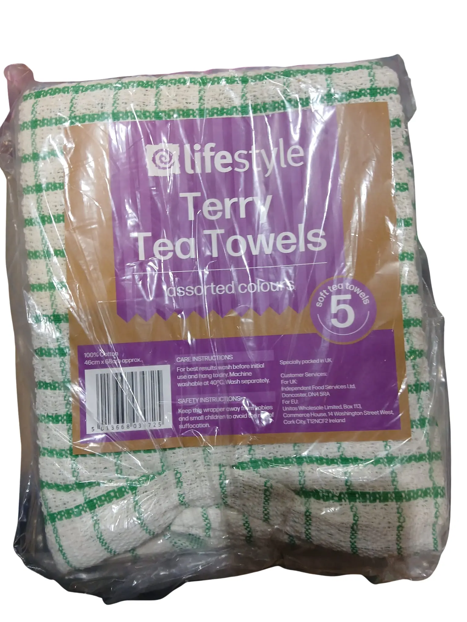 Lifestyle 5pk terry tea towel