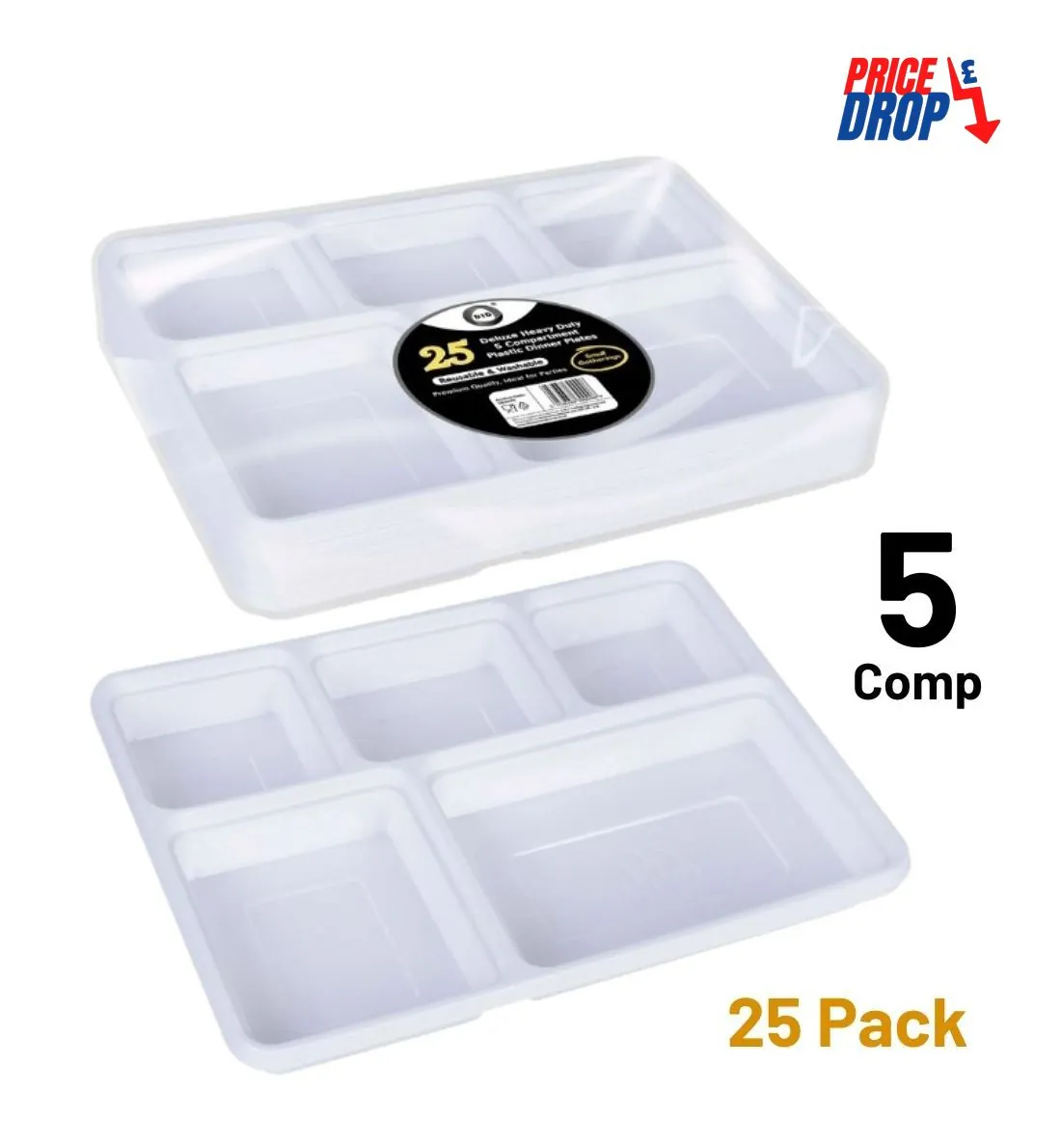 Did Heavy Duty 5 Compartment Plastic Dinner Plates