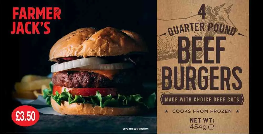 ***farmer jack's quarter pounder beef burger £3.50
