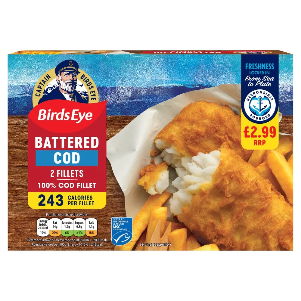 Birds eye 2 battered cod fillets £2.99