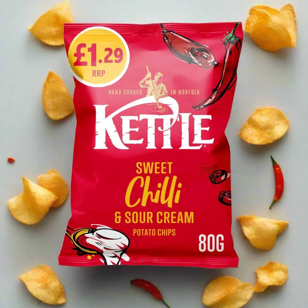 KETTLE CHIPS SWEET CHILLI& SOUR CREAM PMP£1.29