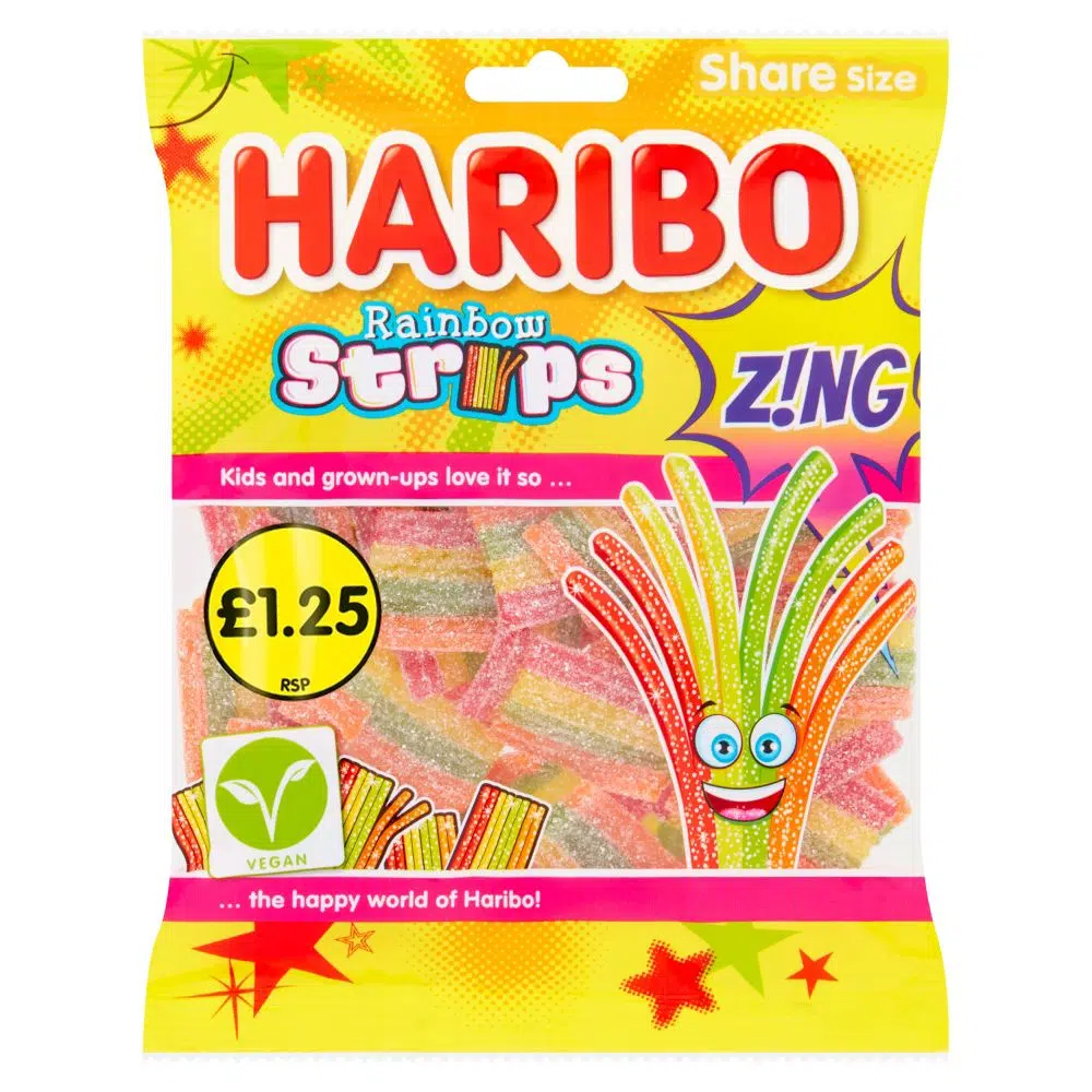 HARIBO RAINBOW STRIPS ZING PM£1.25