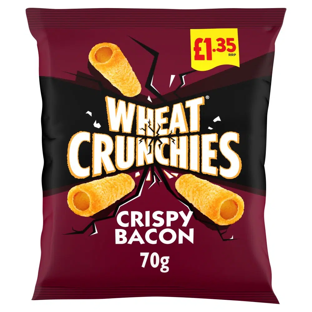 WHEAT CRUNCHIES BACON CRISPS PMP £1.35
