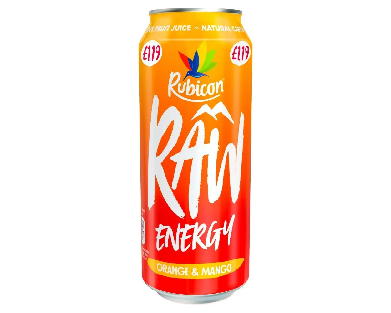 Rubicon raw energy orange mango pmp£1.19