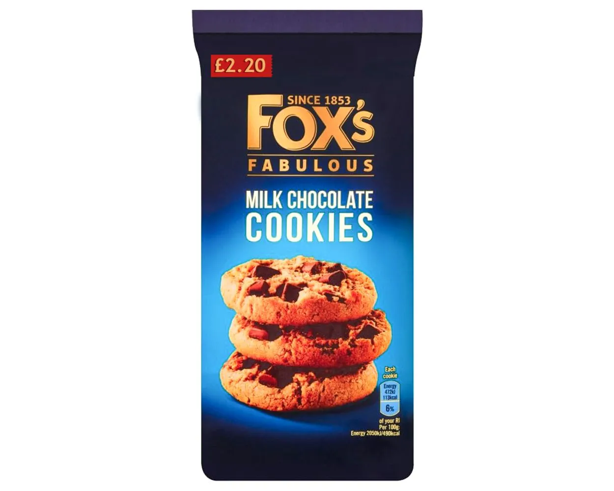 Foxs milk chocolate cookies pm £2.20