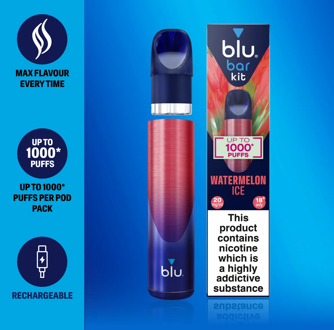 Blu bar watermelon ice disposable
