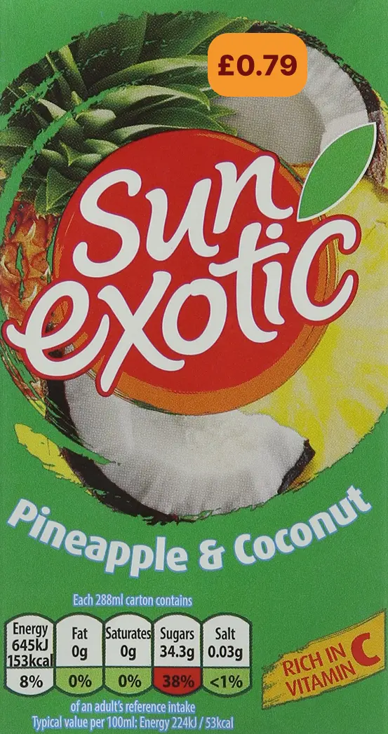Sun exotic pineapple & coconut still pmp £0.79