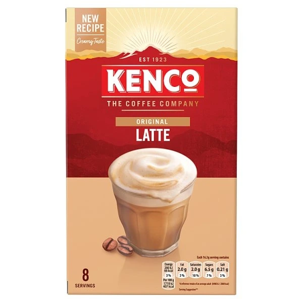 Kenco cappio late instant coffee sachets 8pk