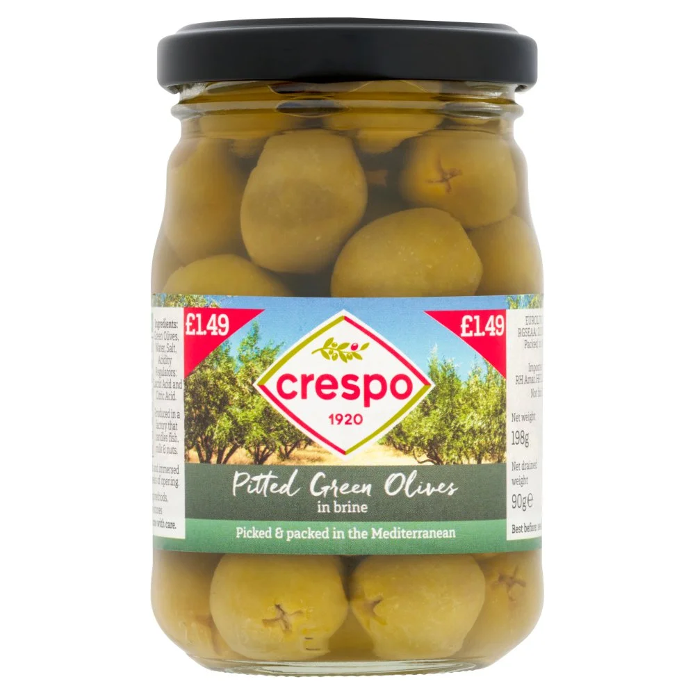 Crespo pitted green olives pmp £1.49