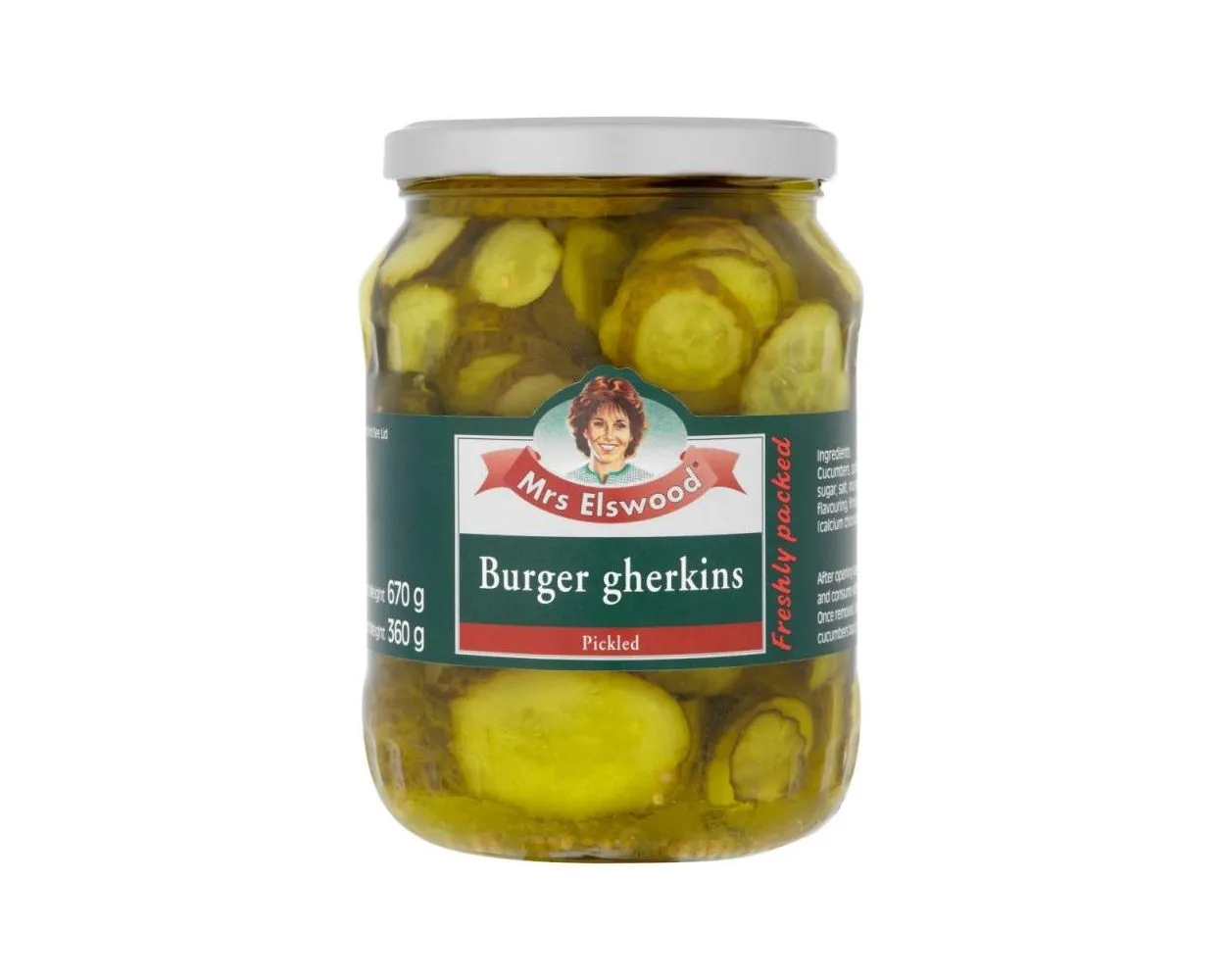 Mrs elswood burger gherkins