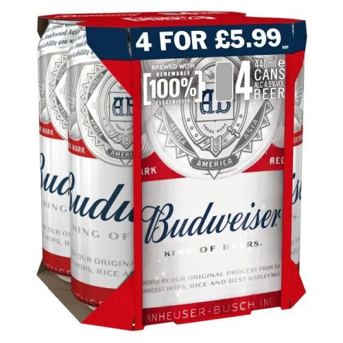 Budweiser can 4pack pmp â£5.99