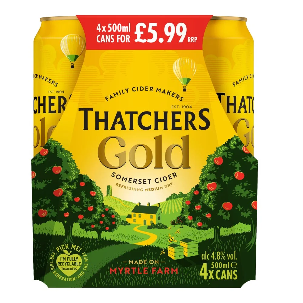 Thatchers Gold Cider Can PM £5.99 4pack