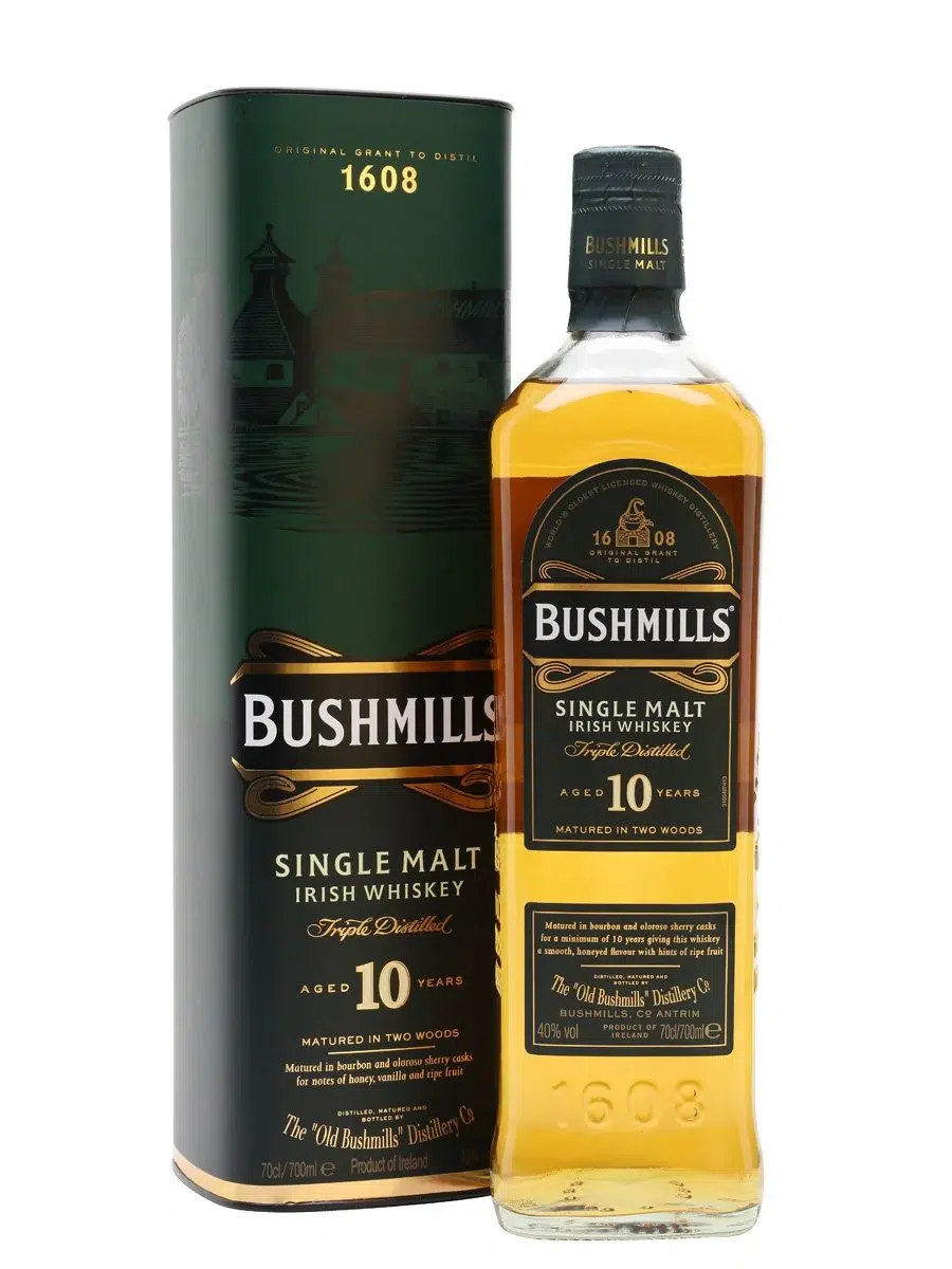 Bushmills single malt irish whiskey aged 10 yrs
