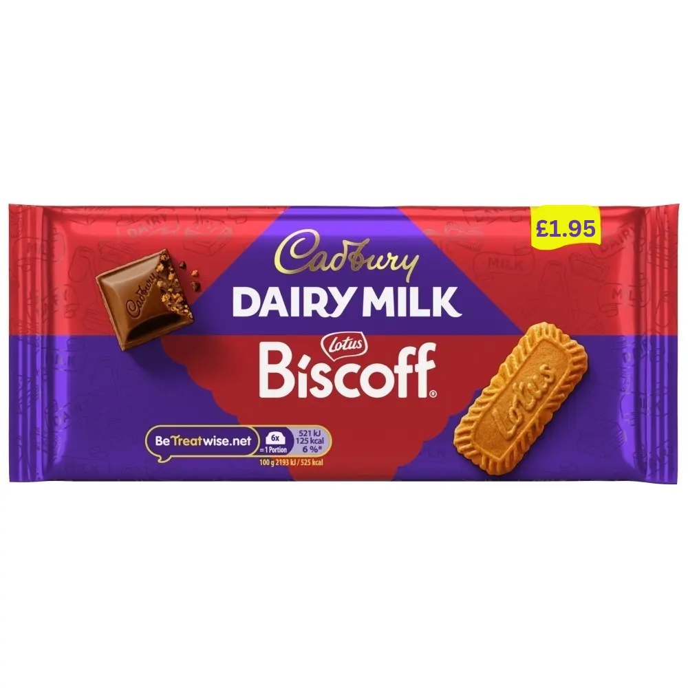 Cabury dairy milk biscoff pmp £1.95
