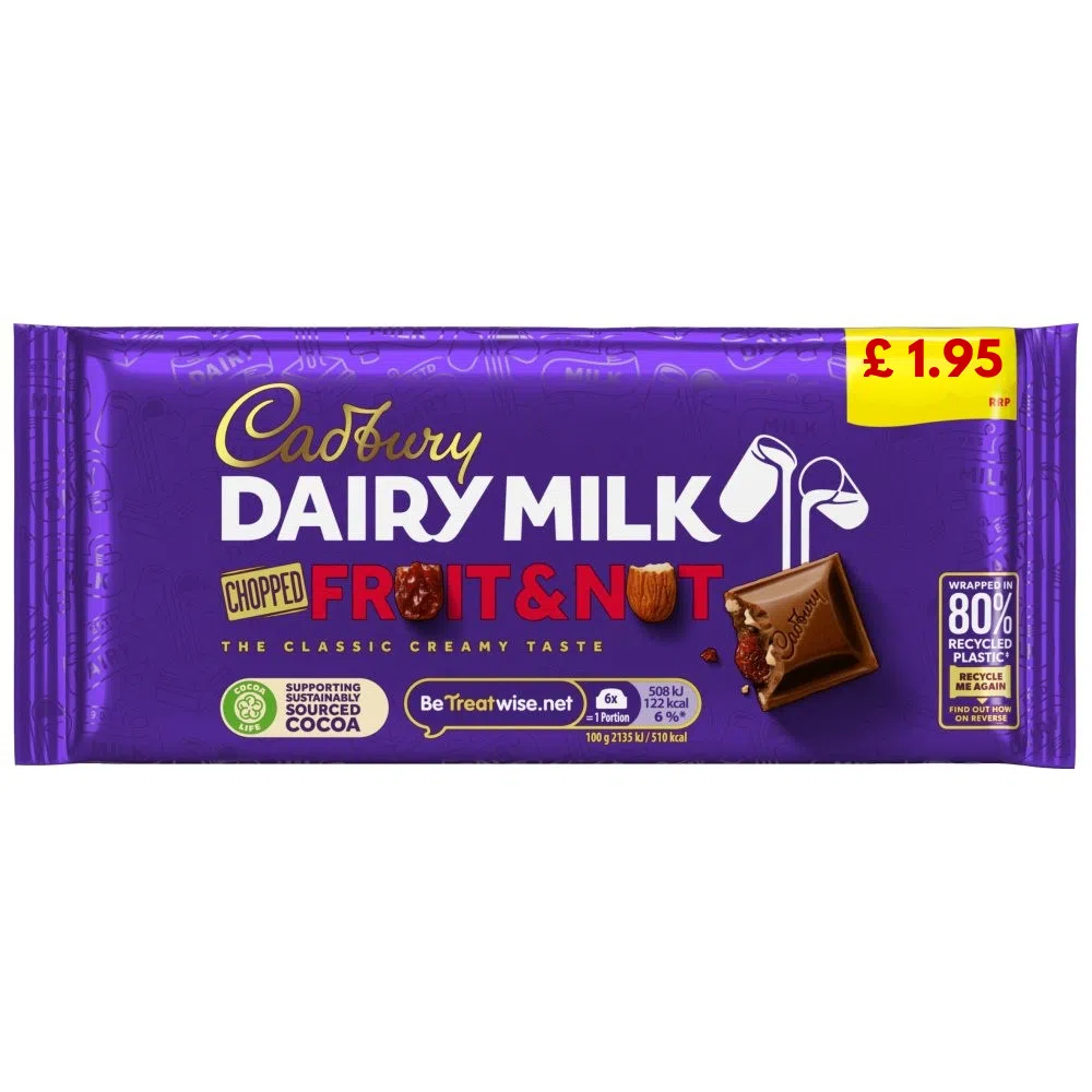 Cadbury dairy milk fruit & nut pmp £1.95
