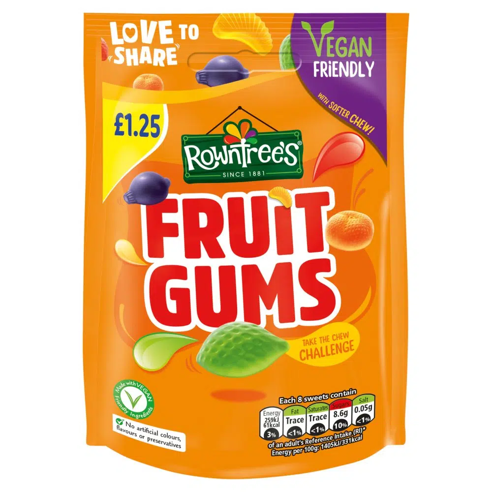 Rowntrees hang bag fruit gums pm£1.25