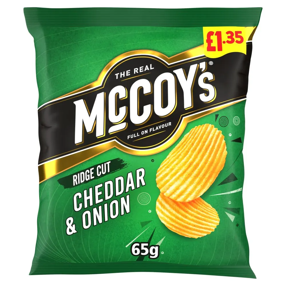 Mccoys cheddar & onion crisps pmp £1.35