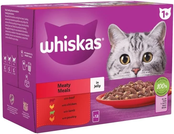 Whiskas 1+ cat pouch meaty meals in