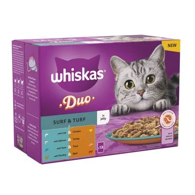 Whiskas 1+ duo surf & turf in jelly