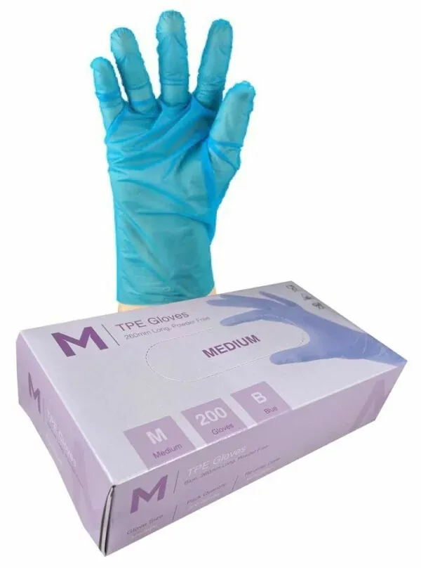 [905586] Tpe blue disposable gloves powder free medium