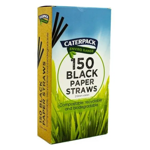 Enviro black paper straws 10566