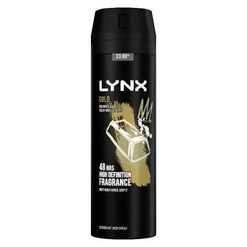 Lynx bodyspray gold pm £3.99