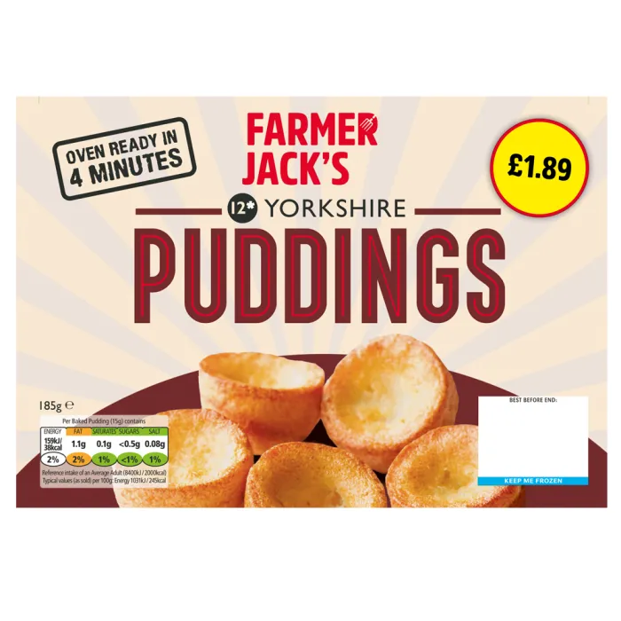 Farmer jack's 12 yorkshire puddings £1.89