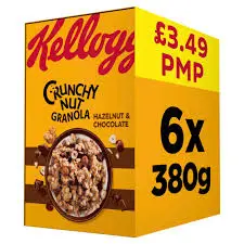 [904865/6] KELLOGG'S CRUNCHY NUT H/NUT & CHOC GRANO PMP £3.49