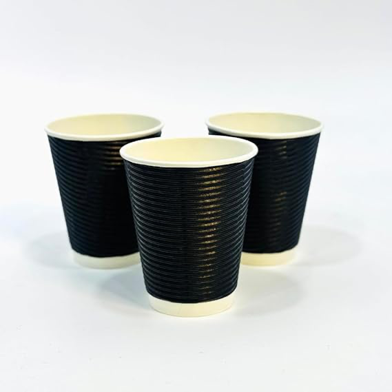 [905698/25] COFFEE RIPPLE BLACK PAPER CUPS