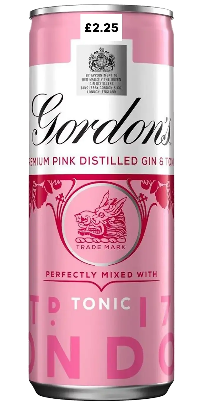[905746/12] GORDONS PINK GIN & TONIC PMP £2.25